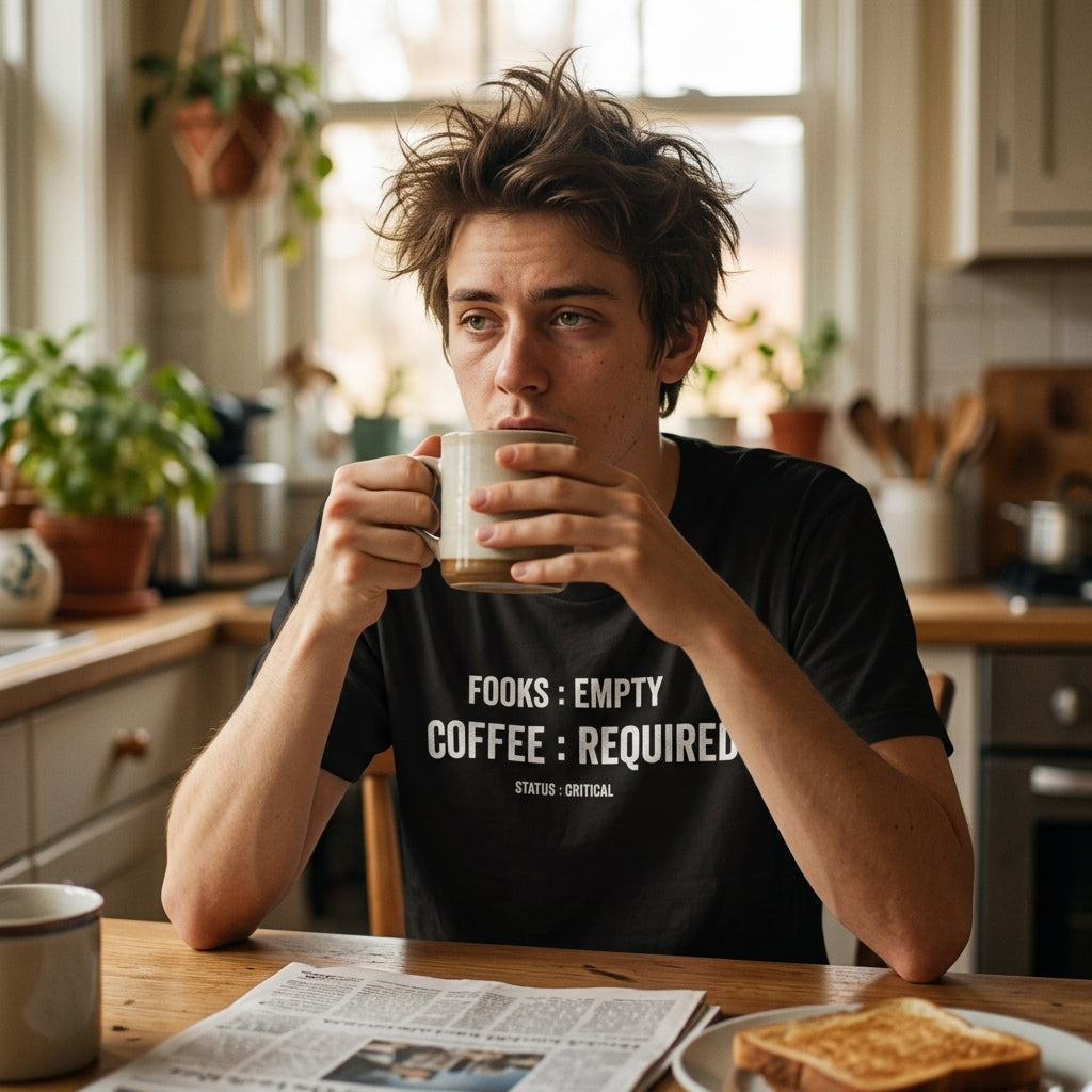 Fooks Empty. Coffee Required. Status: Critical Funny Coffee T-Shirt