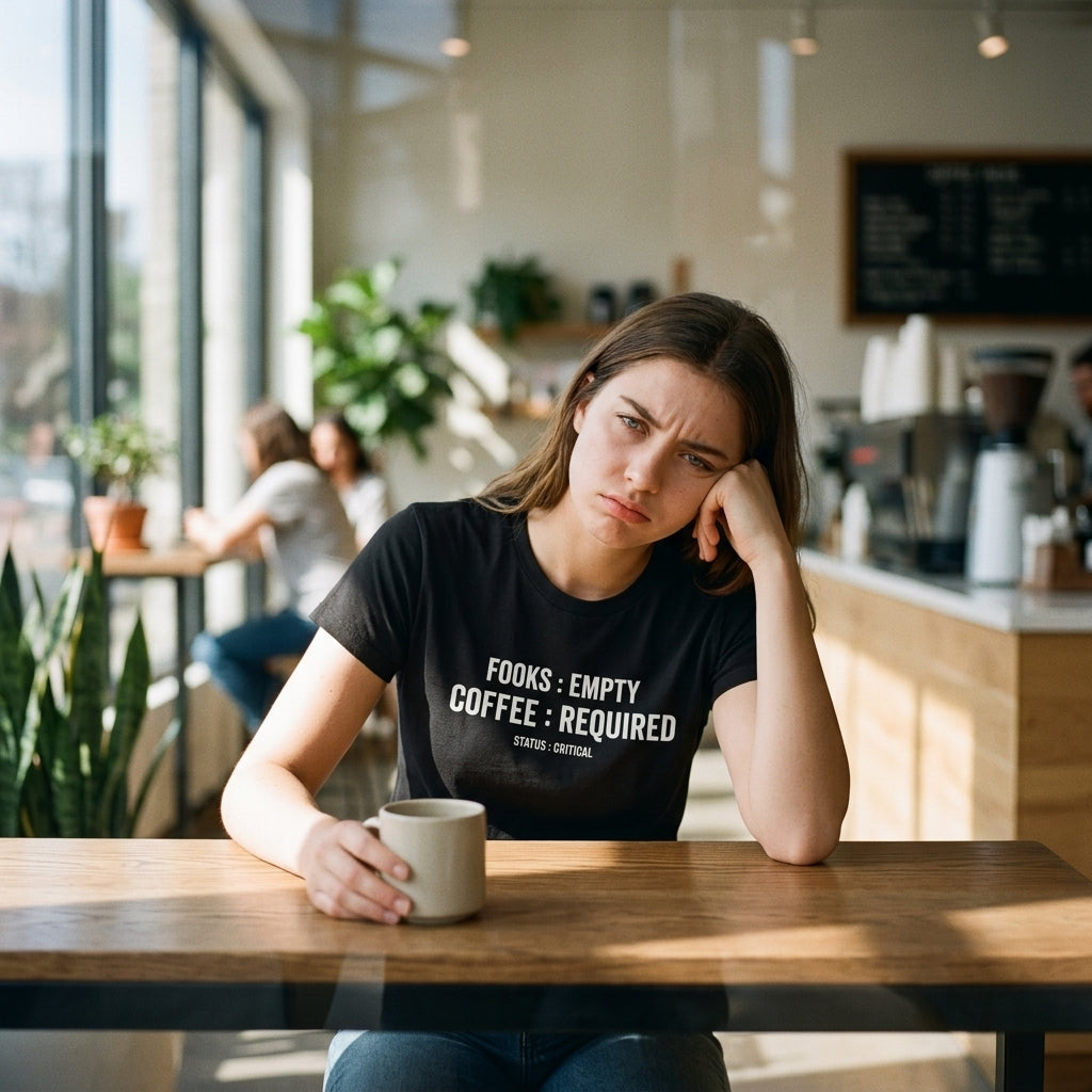 Fooks Empty. Coffee Required. Status: Critical Funny Coffee T-Shirt